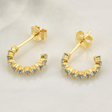 Load image into Gallery viewer, Silver Blue Omi Gold Earrings
