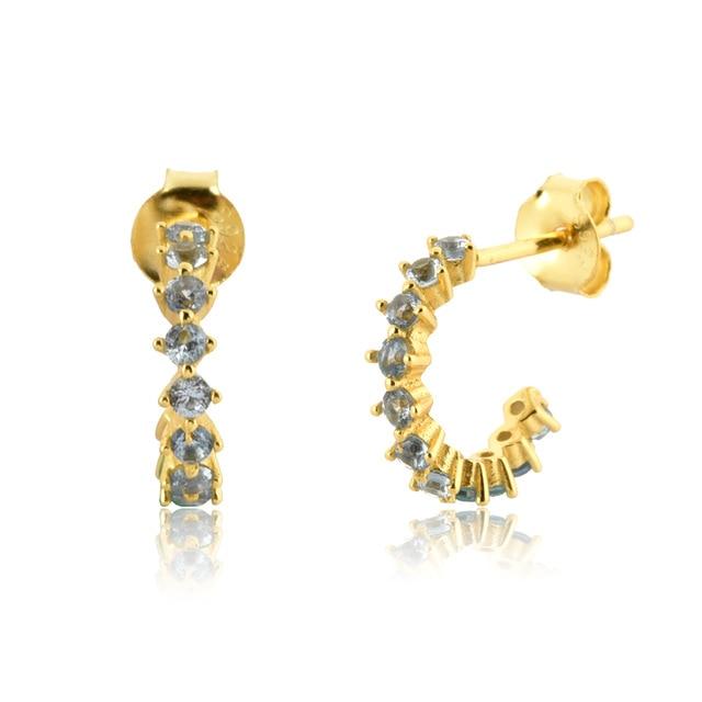 Silver Blue Omi Gold Earrings