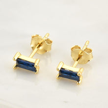 Load image into Gallery viewer, Sapphire Ina Gold Studs
